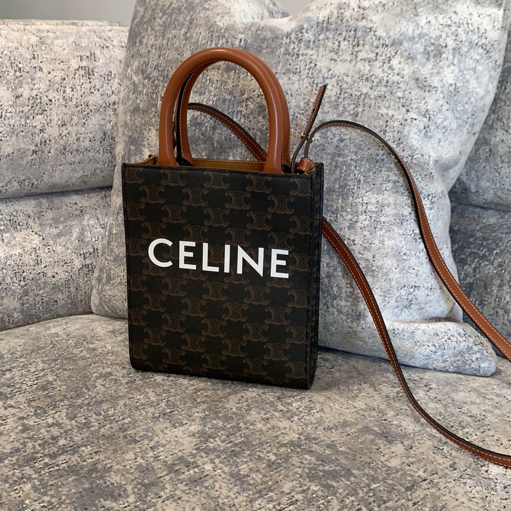CELINE Mini Cabas Vertical Bag Tan Color